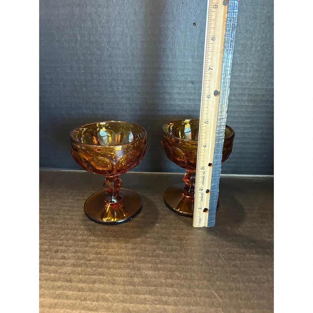 2 Vintage Imperial Provincial Dark Amber Thumbprint‎ 4